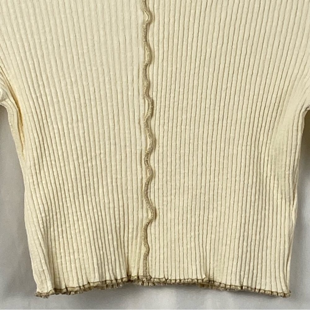 O’Neill Cream Ribbed Y2K Long Sleeve Cropped Top Size Small - Picture 9 of 16